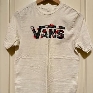 VANS White and Flora Mens T-Shirt Size Small